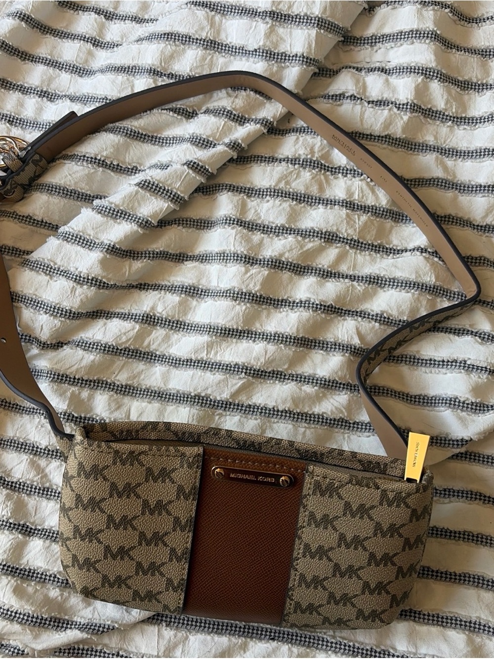 Michael Kors Tan Logo fanny pack with Brown Edge NWT
